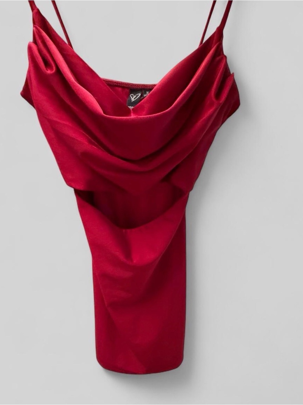 Windsor- Red Cowl Neck Satin mini Dress